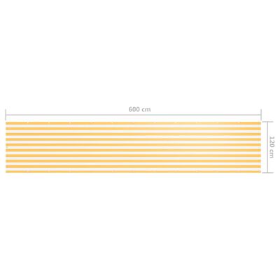 vidaXL Parvekkeen suoja valkoinen ja keltainen 120x600cm Oxford kangas