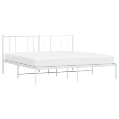 vidaXL Metallinen sängynrunko päädyllä valkoinen 200x200 cm