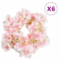 vidaXL Tekokukkaseppeleet 6 kpl vaalea pinkki 180 cm