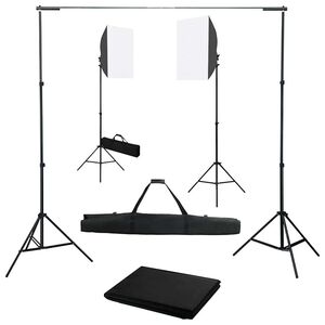 vidaXL Valokuvastudiosarja softbox-valoilla ja taustakankaalla