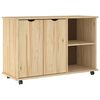 vidaXL Rullaava kaappi Ruskea 100 x 39 x 65,5 cm Massiivinen m&auml;nty
