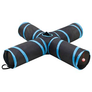 vidaXL Kissatunneli 4-osainen musta ja sininen 132 cm polyesteri