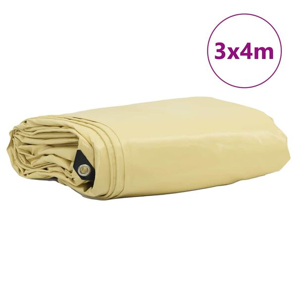 vidaXL Pressu 650g / m&sup2; Beige 3 x 4 m Kangas PVC-pinnoitteella