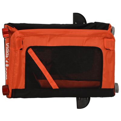 vidaXL Lemmikinkuljetuskärry pyörään oranssi/musta kangas ja rauta