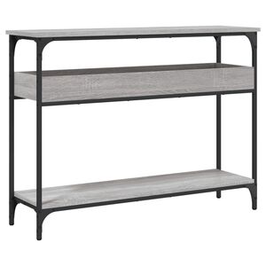 vidaXL Konsolip&ouml;yt&auml; hyllyll&auml; harmaa Sonoma 100x29x75 cm tekninen puu