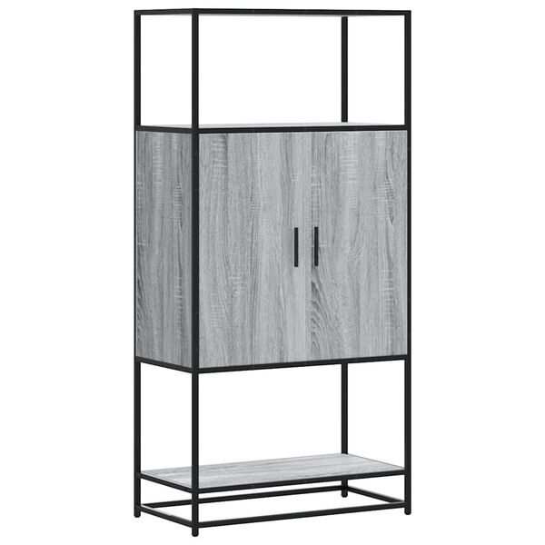 vidaXL Highboard Harmaa Sonoma 68x35x139 cm Suunniteltu puu ja metalli