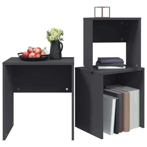 vidaXL Sarjasohvapöydät 3 kpl harmaa lastulevy