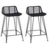 vidaXL Baarijakkara 2 kpl Musta 44 x 45 x 76 cm Rattan ja Ter&auml;s