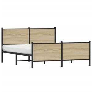 vidaXL Metallinen s&auml;ngynrunko ilman patjaa Sonoma-tammi 140x190 cm