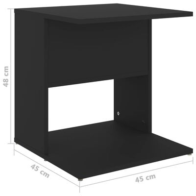 vidaXL Sivupöytä musta 45x45x48 cm lastulevy