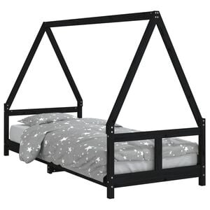vidaXL Lasten s&auml;ngynrunko musta 80x200 cm t&auml;ysi m&auml;nty