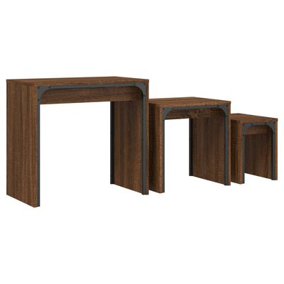 vidaXL Sarjasohvapöydät 3 kpl ruskea tammi tekninen puu