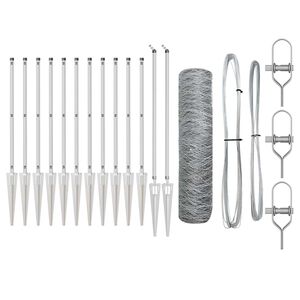 vidaXL Kuusikulmainen aita pylv&auml;&auml;ll&auml; 25 x 0,5 m Galvanoitu ter&auml;s Hopea