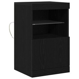 vidaXL LED-p&ouml;yt&auml;taso Musta tammi. 41 x 37 x 67 cm Tekninen puu