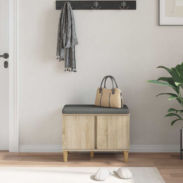 vidaXL Halli penkki tyynyll&auml; ovella Sonoman tammi 60 x 38 x 46 cm