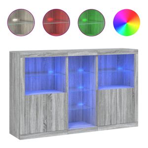 vidaXL Senkki LED-valoilla harmaa Sonoma 162x37x100 cm