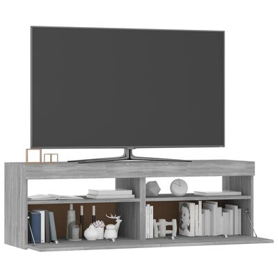 vidaXL TV-taso LED-valoilla harmaa Sonoma 120x35x40 cm
