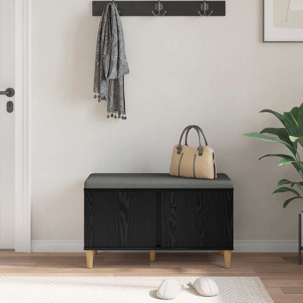 vidaXL Halli penkki tyynyll&auml; ovella Musta tammi. 80 x 38 x 46 cm