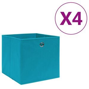 vidaXL S&auml;ilytyslaatikot 4 kpl kuitukangas 28x28x28 cm vaaleansininen