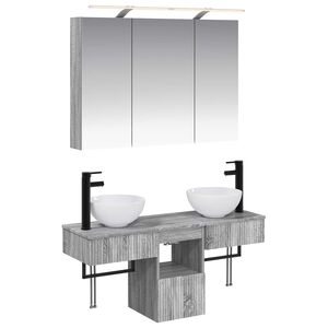 vidaXL Kylpyhuoneen kaappisetti 4 pcs Harmaa Sonoma 100 x 14,5 x 70 cm