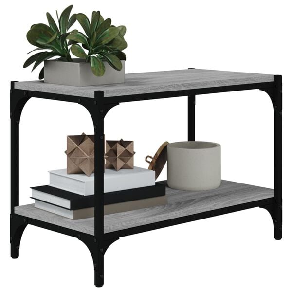 vidaXL TV-taso harmaa Sonoma 60x33x41 cm tekninen puu ja ter&auml;s