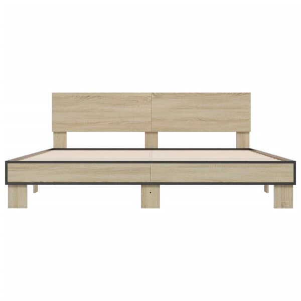 vidaXL S&auml;ngynrunko Sonoma tammi 180x200 cm tekninen puu ja metalli