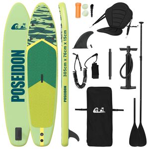 vidaXL SUP-levy penkill&auml; 2-in-1 POSEIDON 305 x 76 x 15 cm Vihre&auml;