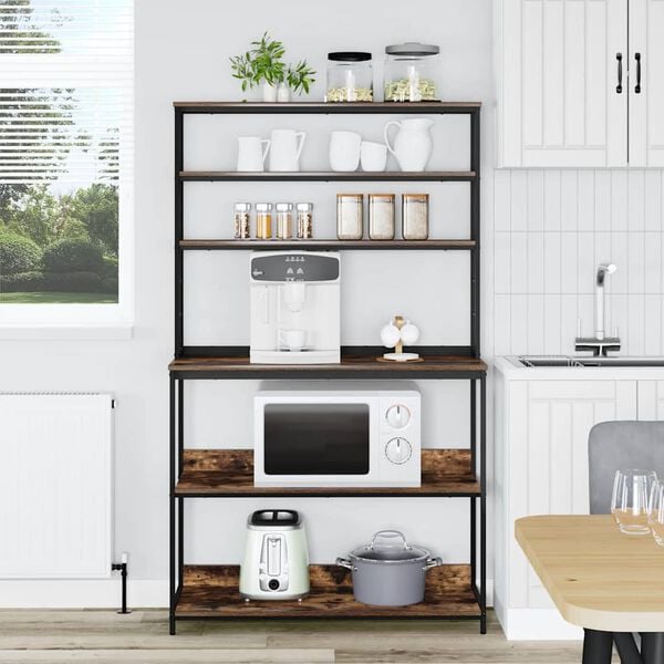 vidaXL Keitti&ouml;hylly Savup&auml;hkin&auml; 100 x 40 x 168 cm Tekninen puu