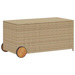 vidaXL Puutarhan s&auml;ilytyslaatikko py&ouml;rill&auml; beige 190 l polyrottinki
