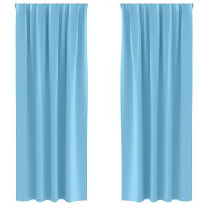 vidaXL Piment&auml;v&auml; verho renkailla 2 pcs Vaaleansininen 225 x 140 cm