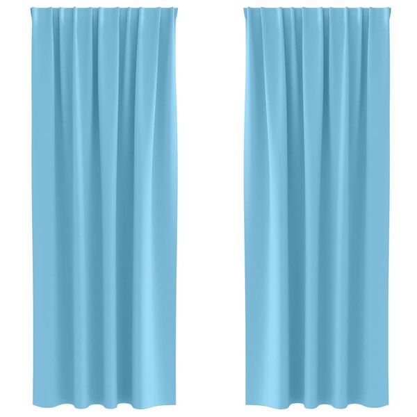 vidaXL Piment&auml;v&auml; verho renkailla 2 pcs Vaaleansininen 225 x 140 cm