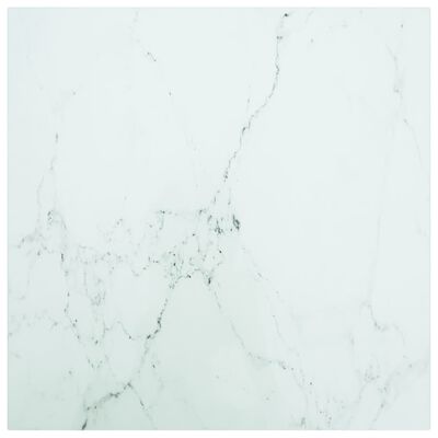 vidaXL Pöytälevy valkoinen 60x60 cm 6 mm karkaistu lasi marmorikuvio