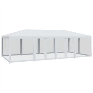vidaXL Juhlateltta 12 mesh-sivuseinill&auml; Valkoinen 8x4 m HDPE