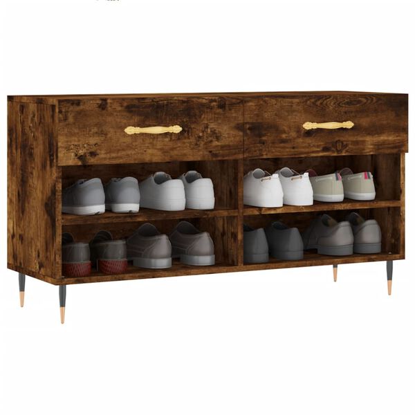 vidaXL Kenkäpenkki savutammi 102x35x55 cm tekninen puu