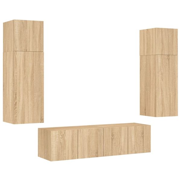 vidaXL 6-osainen LED TV-kaappisarja Sonoma-tammi tekninen puu