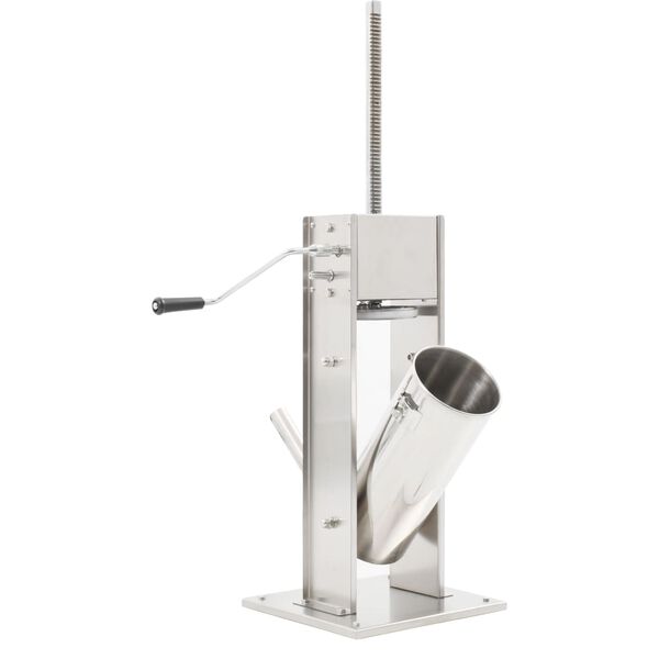 vidaXL Manuaalinen makkarant&auml;ytt&ouml;kone hopea 5 l ruostumaton ter&auml;s