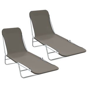 vidaXL Kokoontaitettavat aurinkotuolit 2 kpl harmaa