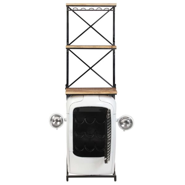 vidaXL Traktoriviinikaappi valkoinen 49x31x172 cm karkea mangopuu