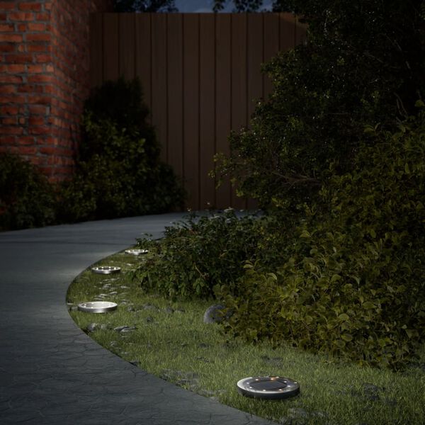 vidaXL Maavalo aurinkopaneeli / maapiikki 12 kpl lämmin valkoinen