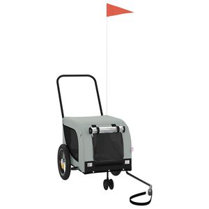 vidaXL Lemmikinkuljetusk&auml;rry polkupy&ouml;r&auml;&auml;n harmaa/musta kangas ja rauta