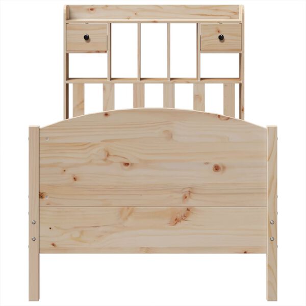 vidaXL Sänky kirjahyllyllä ilman patjaa 90x200 cm täysi mänty