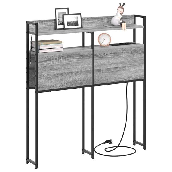 vidaXL S&auml;ilytysp&auml;&auml;ty hyllyll&auml; Harmaa sonoma 80 cm Tekninen puu