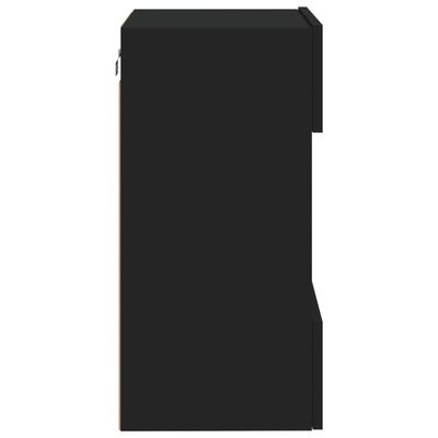 vidaXL TV-seinäkaappi LED-valoilla musta 40x30x60,5 cm