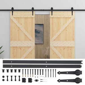 vidaXL Liukuovi 2 kpl 90 x 210 cm T&auml;ysi m&auml;nty Luonnollinen ja musta