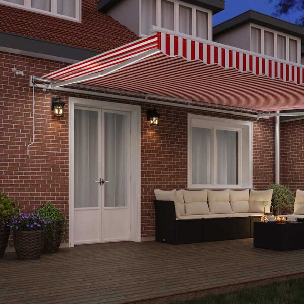 vidaXL Vetoutuva markiisi Punainen ja valkoinen 500 &times; 350 cm