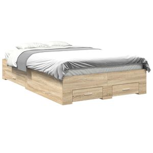 vidaXL S&auml;ngyn runko laatikon kanssa Ruskea 140 x 200 cm Tekninen puu