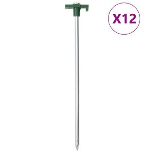 vidaXL Telttatapit 12 kpl 25 cm 7 mm galvanoitu ter&auml;s ja PP