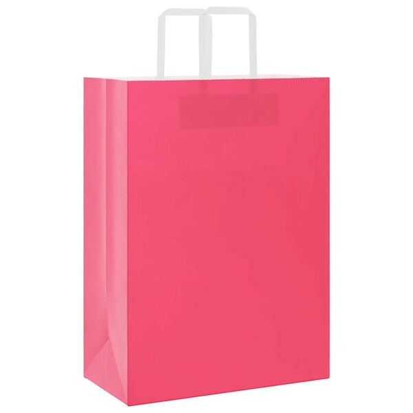 vidaXL Paperikassit 250 kpl kahvoilla pinkki 32x17x44 cm