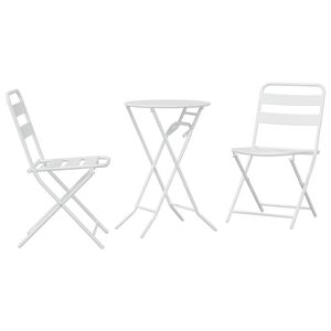 vidaXL Puutarhan Bistro Set 3 pcs Valkoinen Ter&auml;s