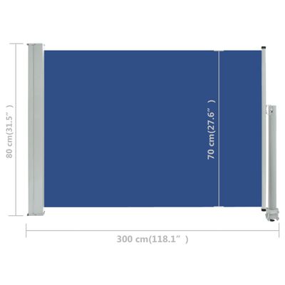 vidaXL Sisäänvedettävä terassin sivumarkiisi 80x300 cm sininen